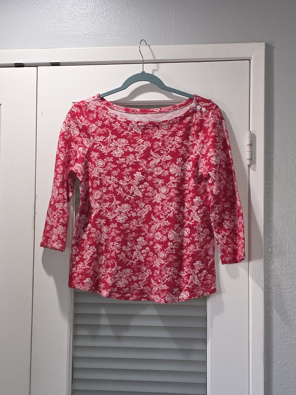 Charter Club Pink Floral Boatneck Long-Sleeve Top